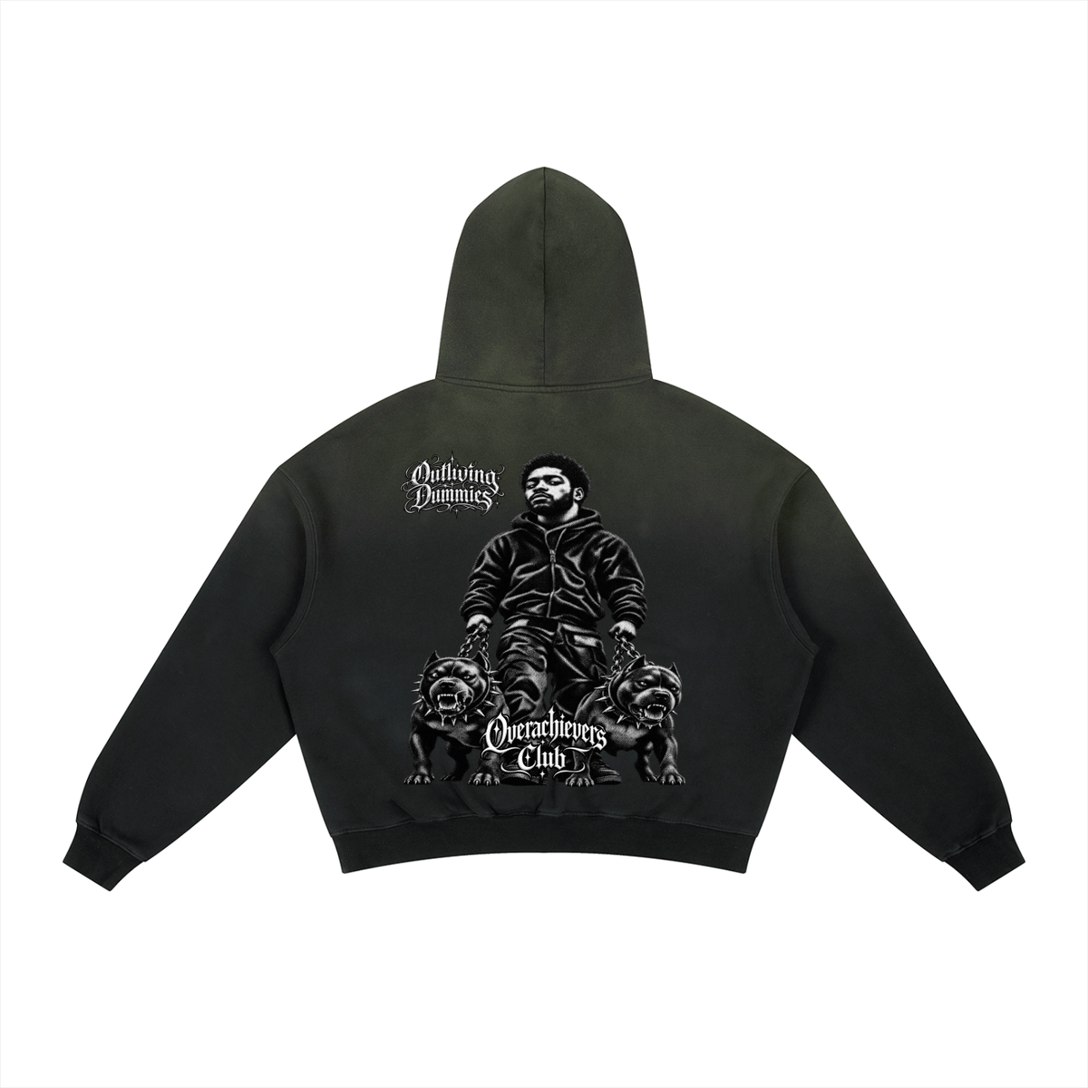 Overachievers Club' Frayed Sunfade Boxy Fleece Hoodie & Sweatpant
