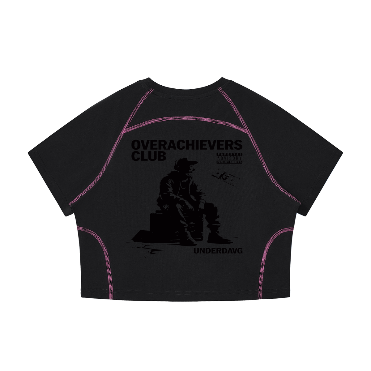 Overachievers Club' Women's Contrast Stitch Raglan Crop T-Shirt