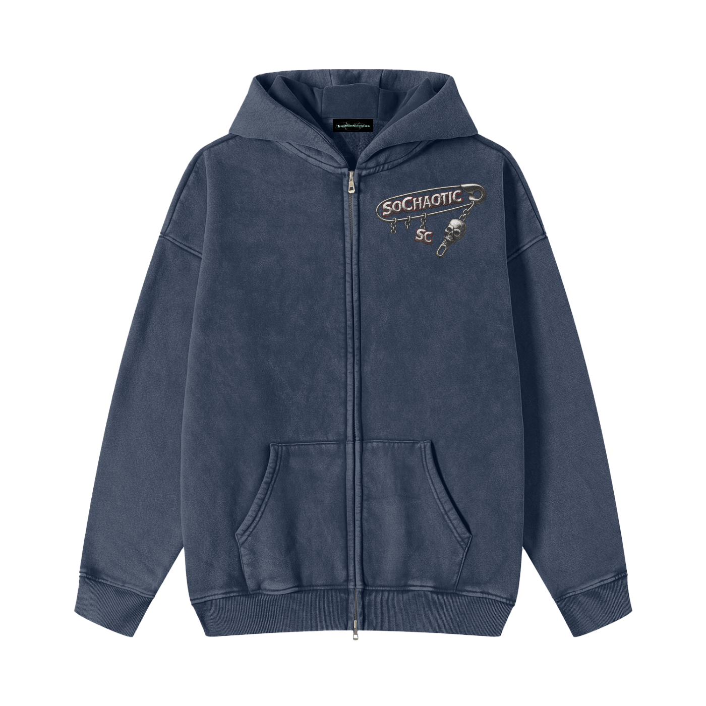 SoChaotic' Snow Washed Zip Fleece Hoodie Fit