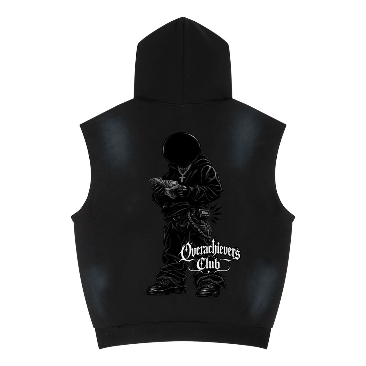 Overachievers Club' Vintage Wash Sun Fade Sleeveless Hoodie