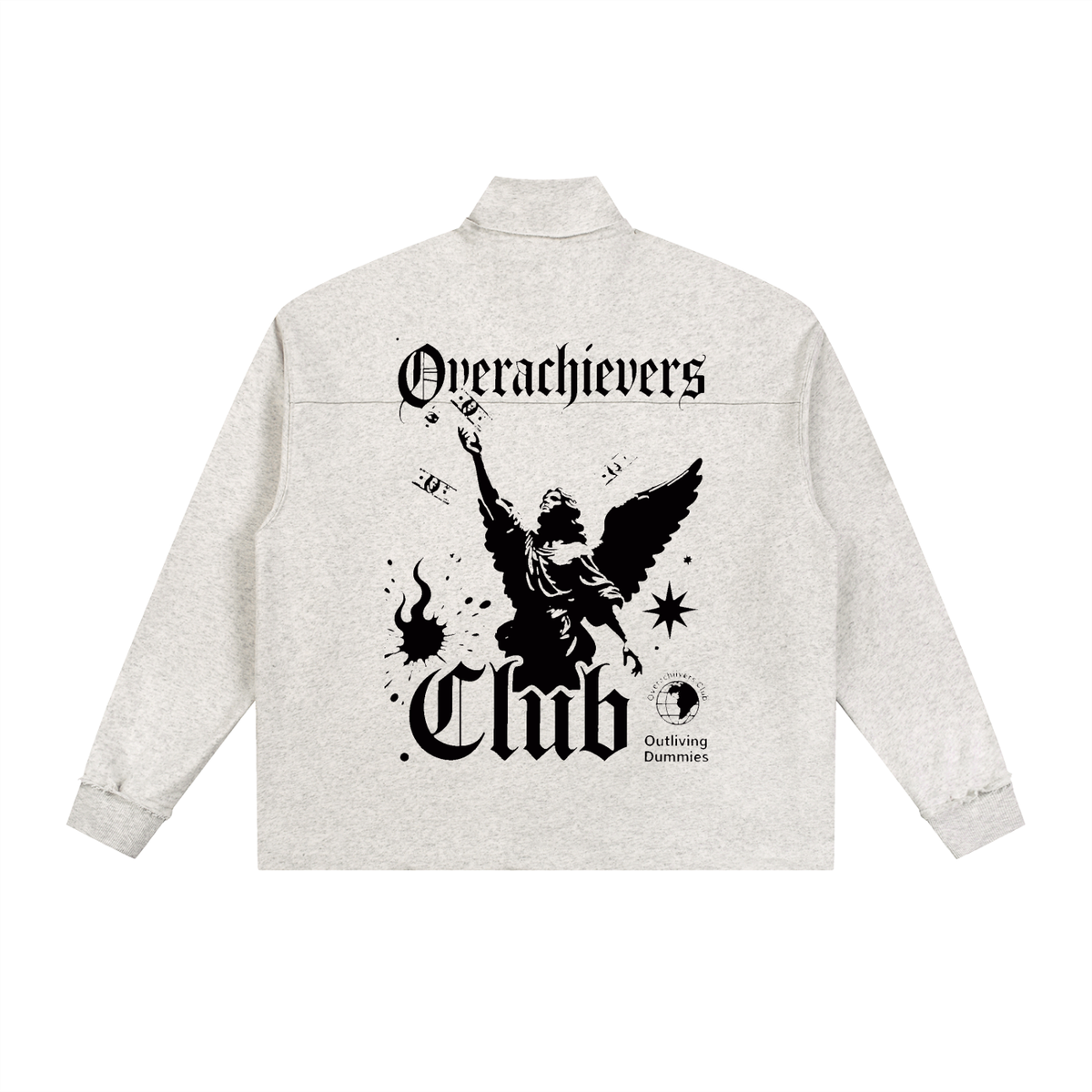 Overachievers Club' Half-Zip Rolled Edge Fleece Sweatshirt