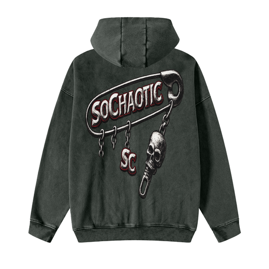 SoChaotic' Snow Washed Zip Fleece Hoodie Fit