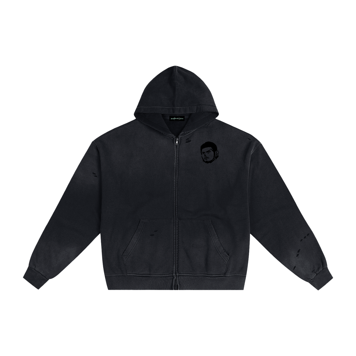 Overachievers Club' Hand-Frayed Sunfade Zip Hoodie