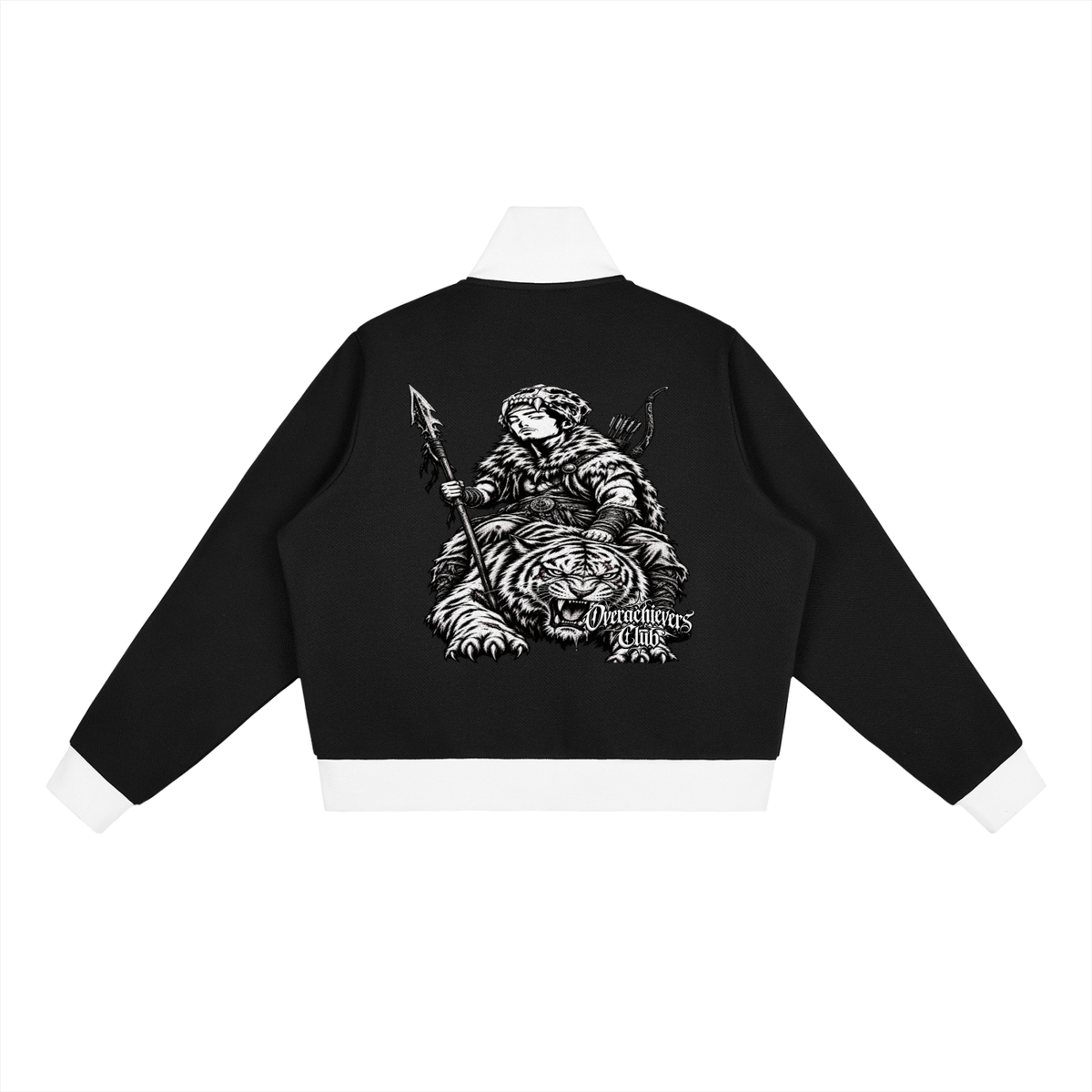 Overachievers Club' Contrast Side Stripe Fleece Cropped Track Jacket