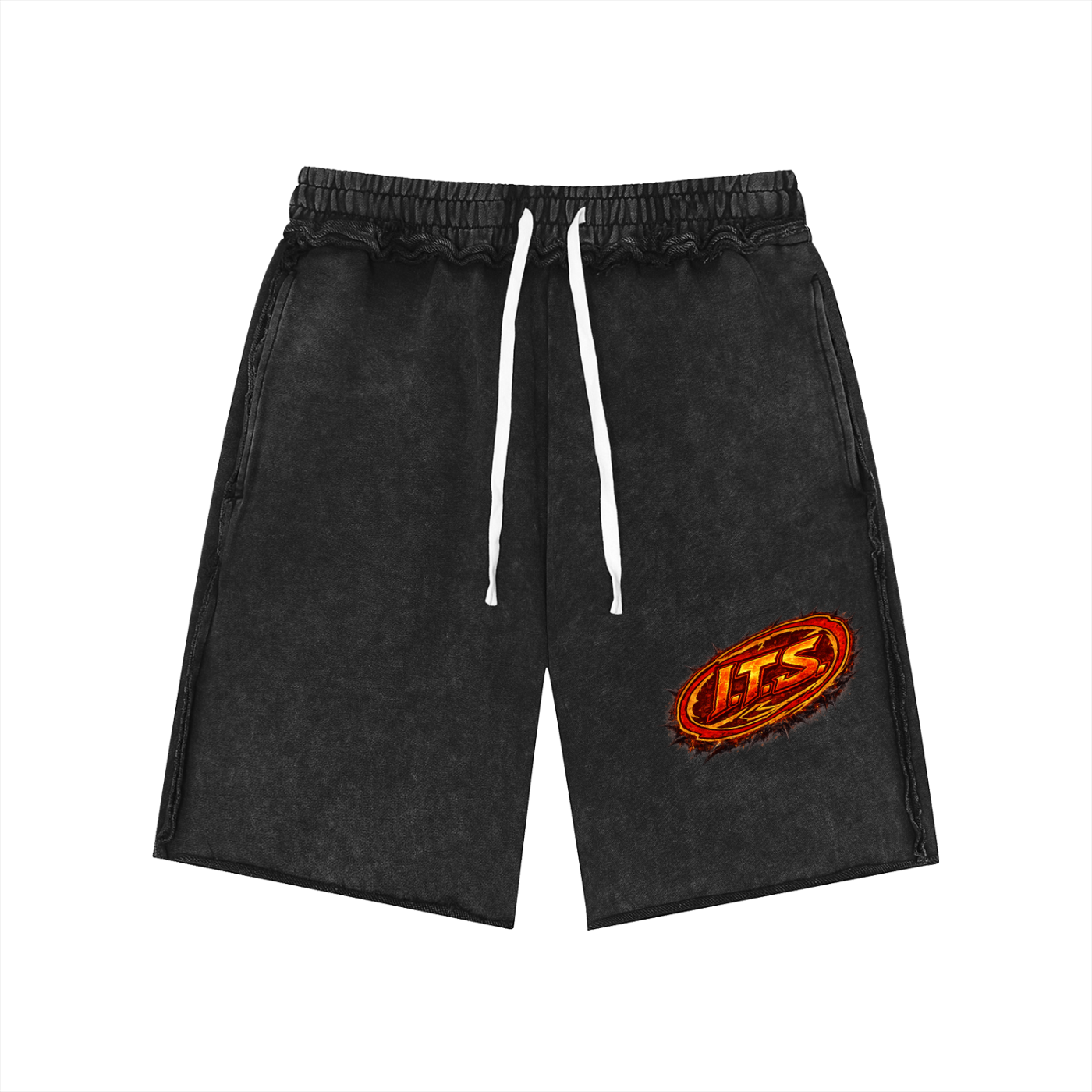 Unisex Mineral Wash Raw Edge Shorts