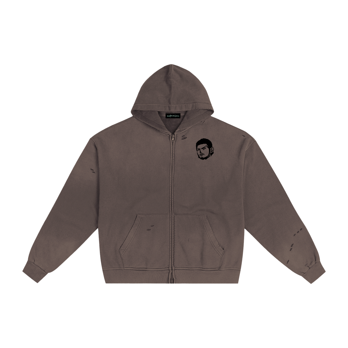 Overachievers Club' Hand-Frayed Sunfade Zip Hoodie
