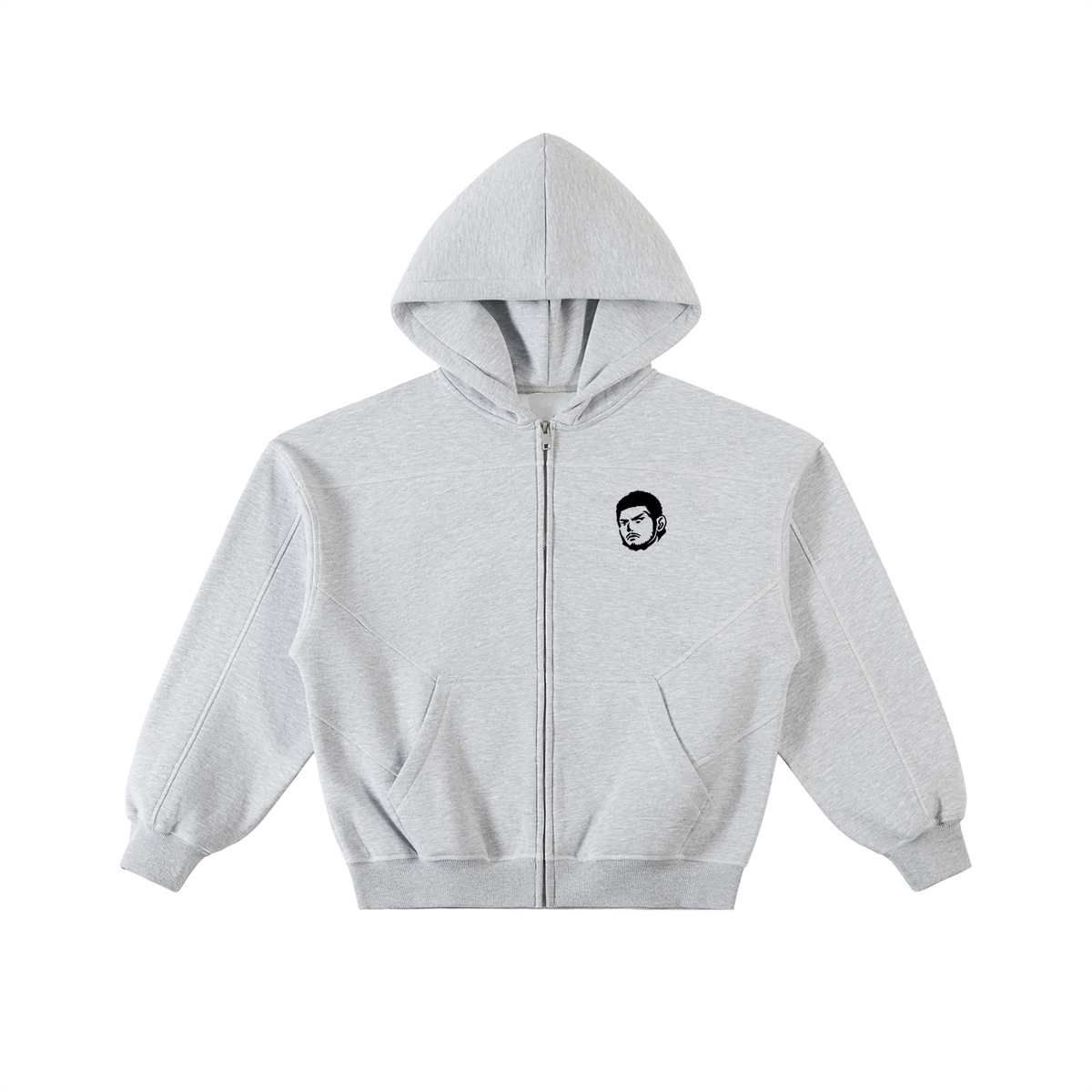 Overachievers Club' Contrast-Stitched Boxy Fleece Zip Hoodie & Sweatpant