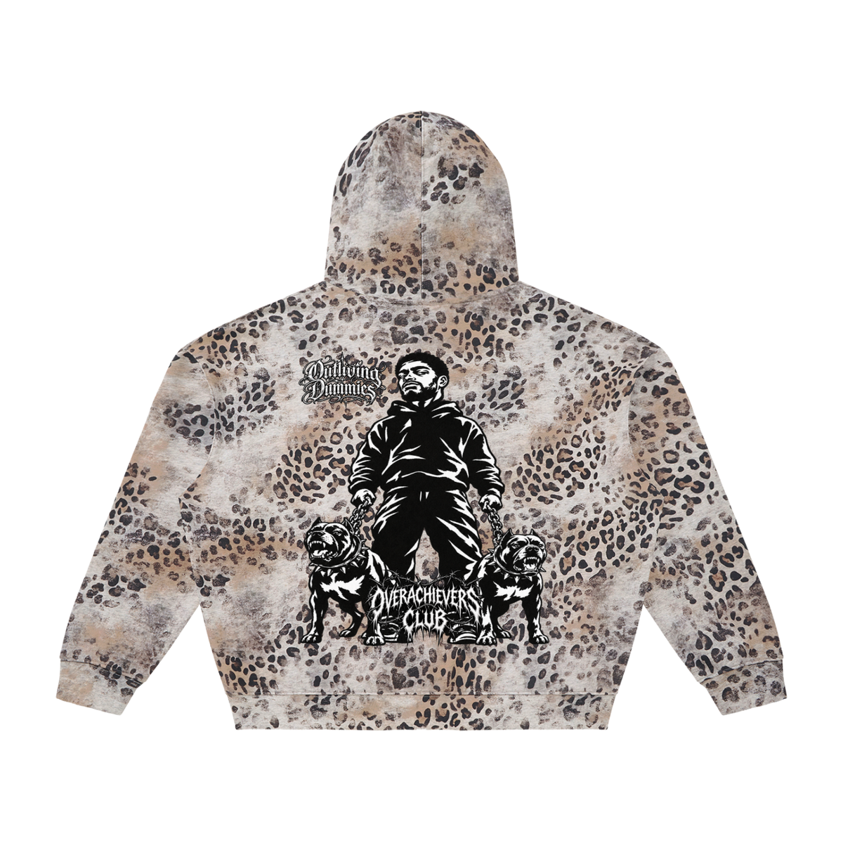 Overachievers Club' Vintage Wash Leopard Full Zip Hoodie
