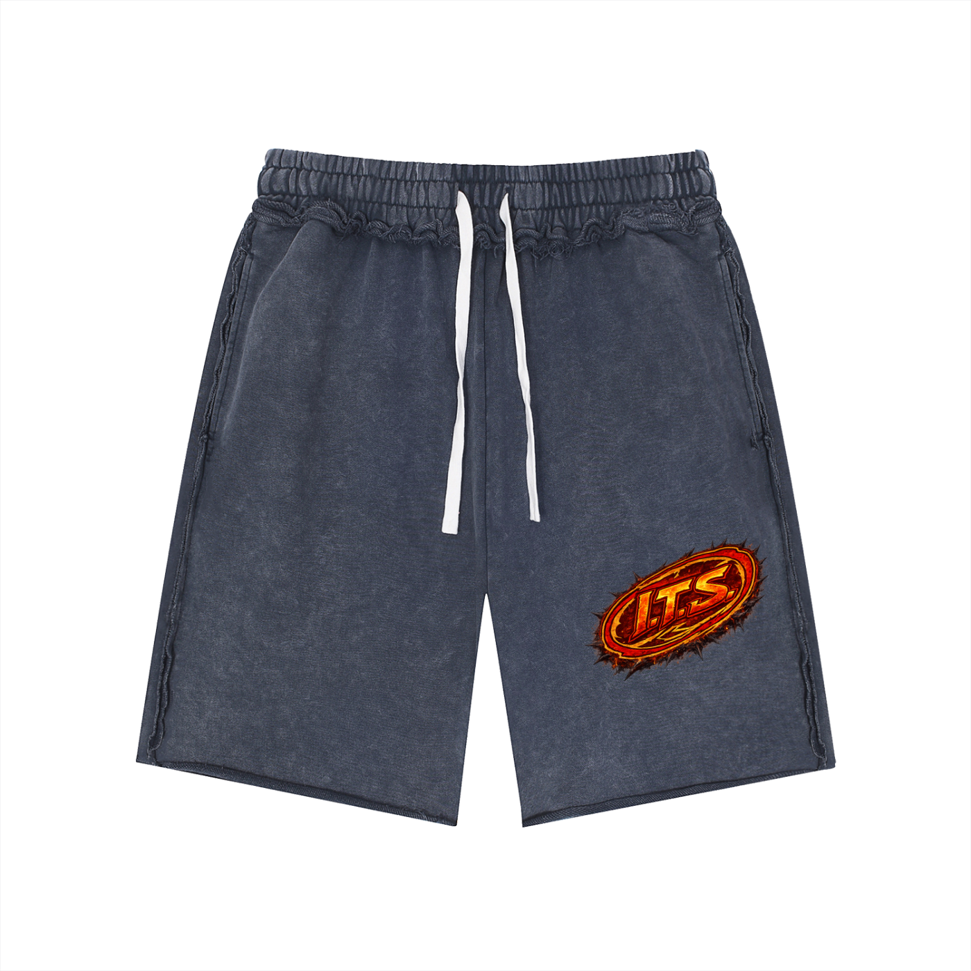 Unisex Mineral Wash Raw Edge Shorts