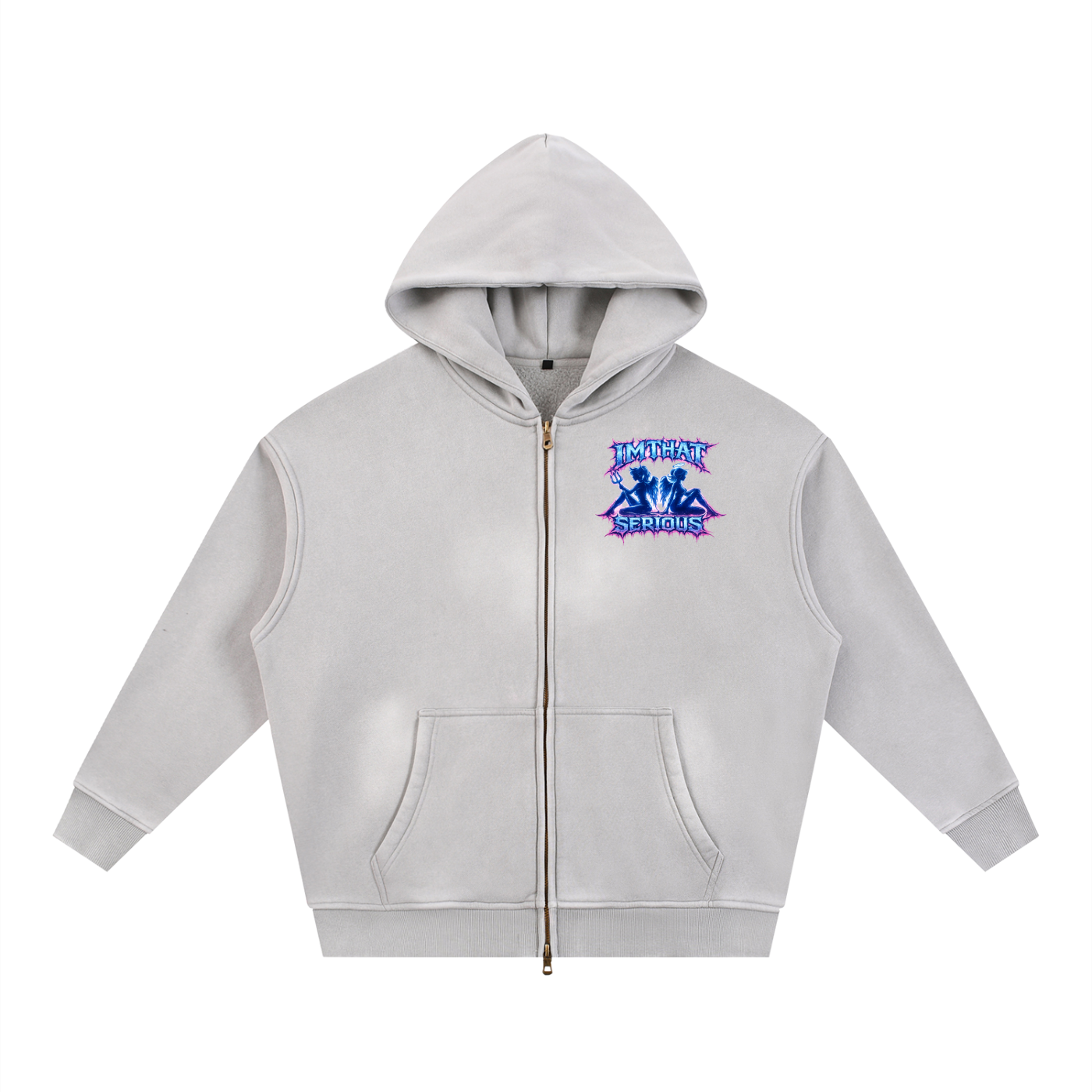 Sunfade Two-way Zipper Boxy Fleece Hoodie