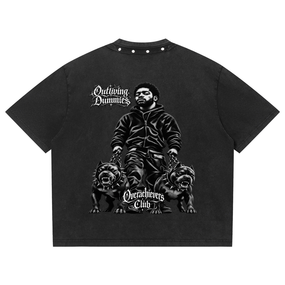 Overachievers Club' Washed Boxy Studded T-Shirt