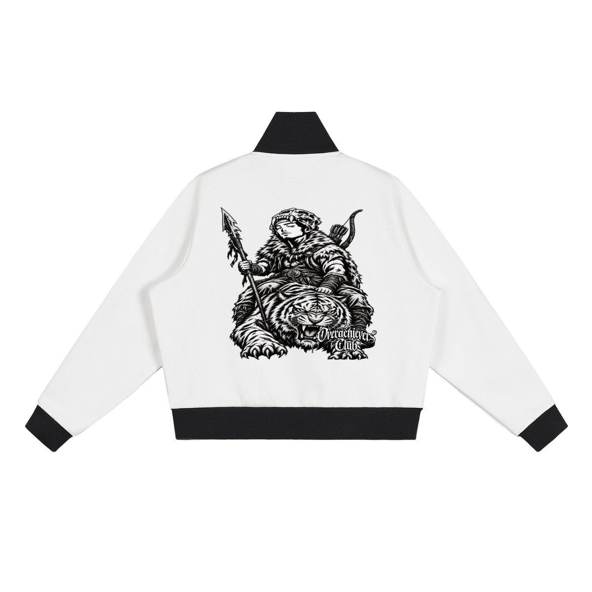 Overachievers Club' Contrast Side Stripe Fleece Cropped Track Jacket