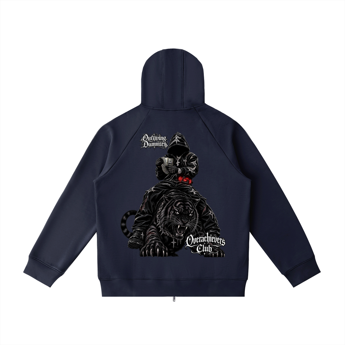 Overachievers Club' High Neck  Zip-Up Hoodie, Sweatpant & Sweatshirt Fit