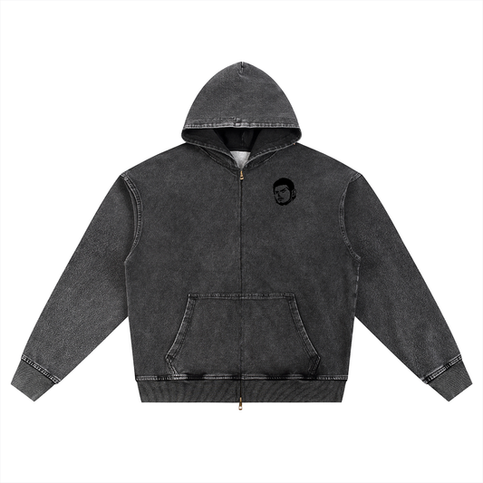 Overachievers Club' Snow Wash Oversized Zip-Up Hoodie & Sweatpant