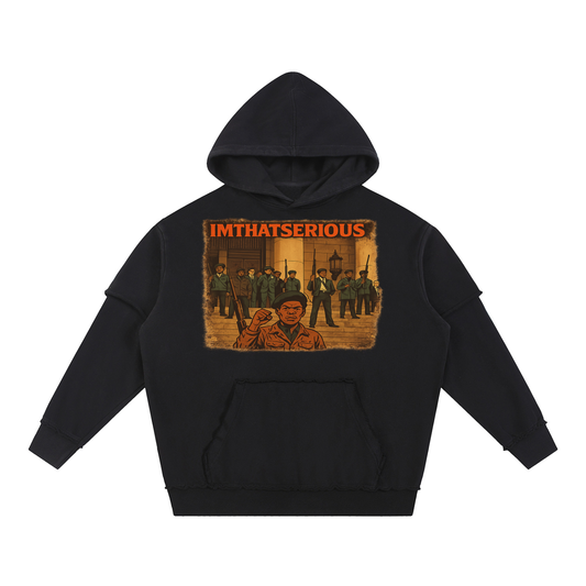 Snow Washed Raw Edge Double Layered Hoodie