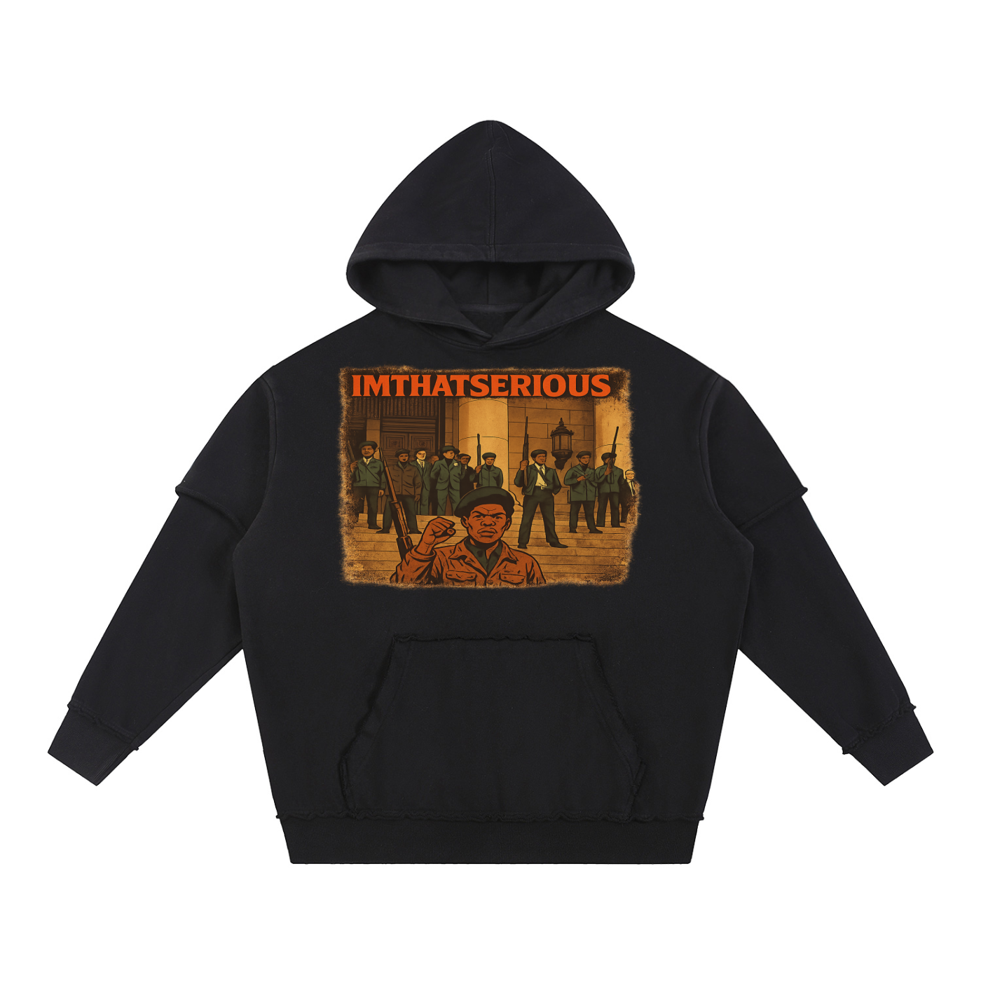 Snow Washed Raw Edge Double Layered Hoodie