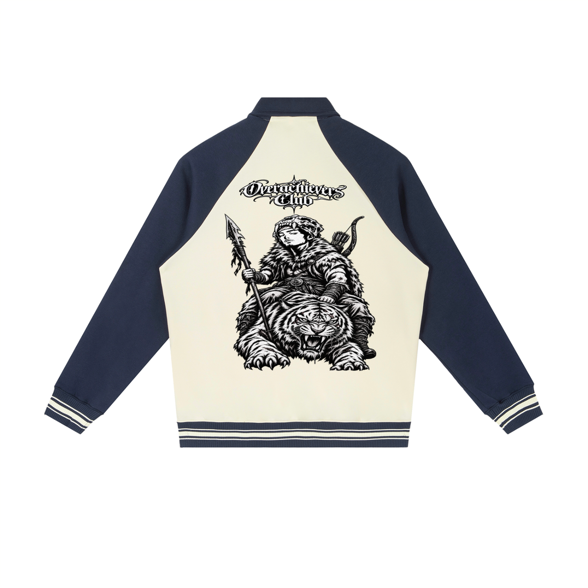 Overachievers Club' Contrast Raglan Sleeve Baseball Jacket & Sweatpant