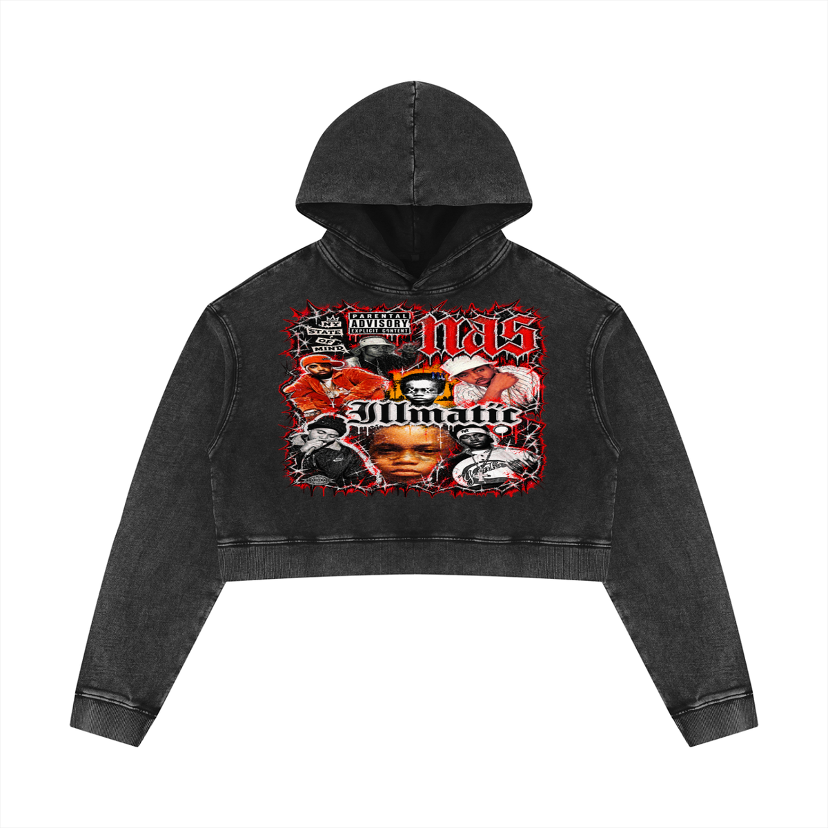 Nas' Women’s Mineral Washed Crop Hoodie