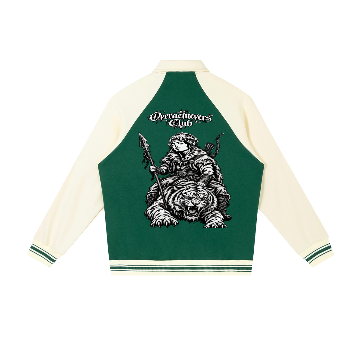 Overachievers Club' Contrast Raglan Sleeve Baseball Jacket & Sweatpant