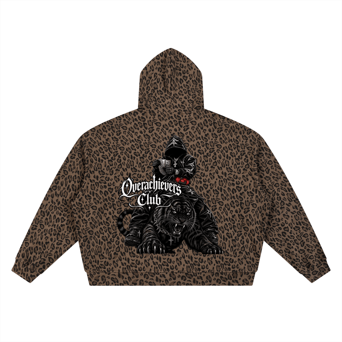 Overachievers Club' Leopard Print Waffle Full Zip Hoodie - ImThatSerious