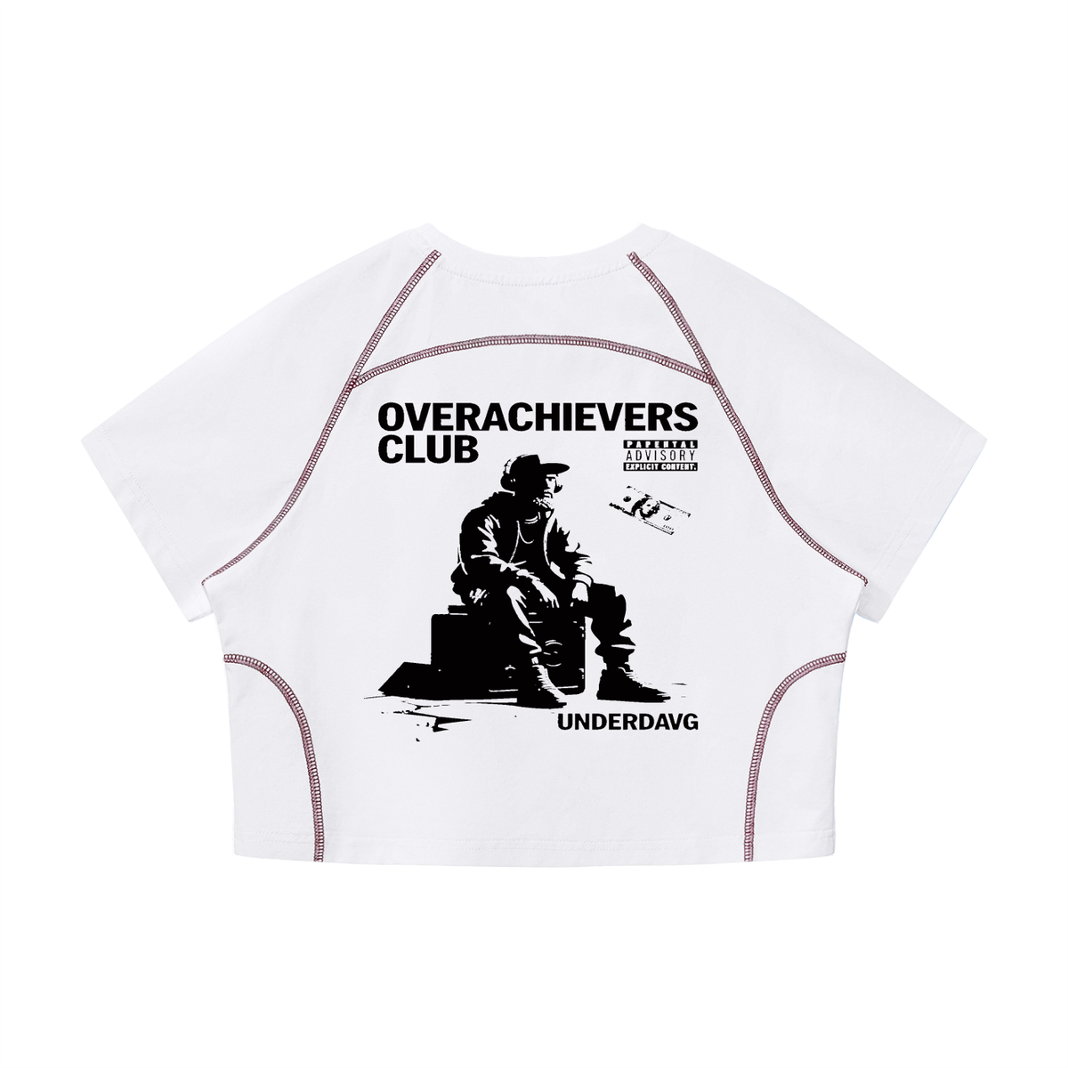 Overachievers Club' Women's Contrast Stitch Raglan Crop T-Shirt