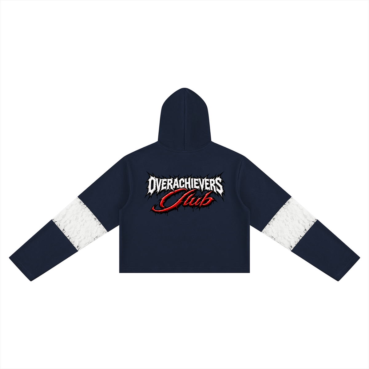 Weezy' Women’s Cropped Lace-Panel Hoodie