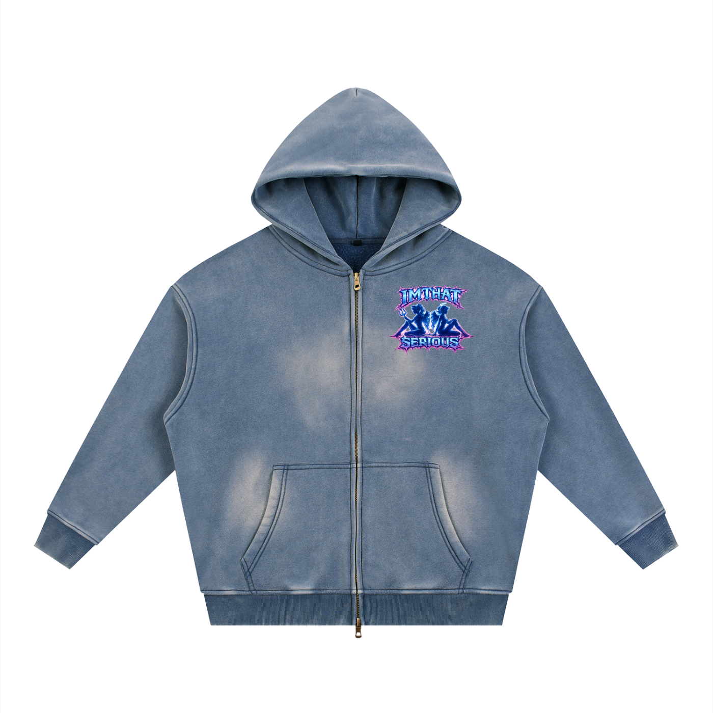 Sunfade Two-way Zipper Boxy Fleece Hoodie