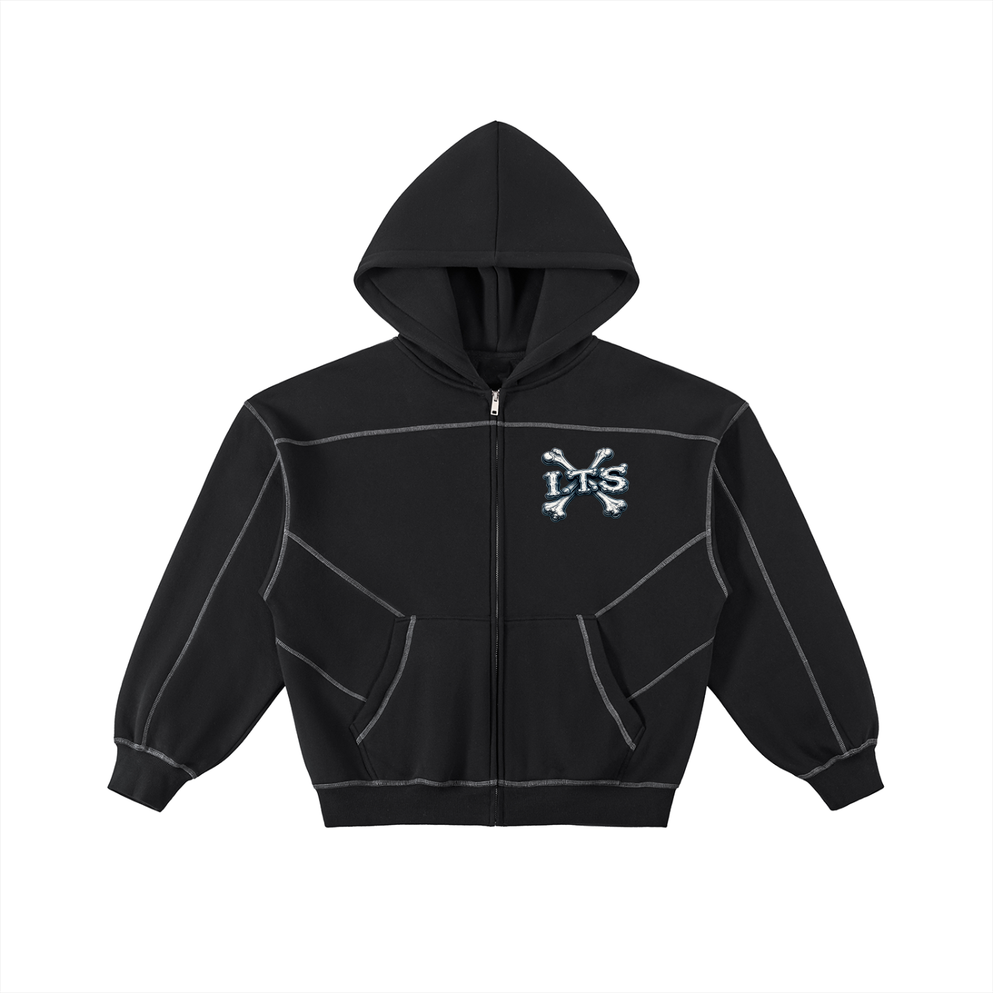 Bones' Contrast-Stitched Fleece Zip Hoodie Fit