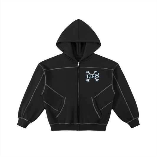 Bones' Contrast-Stitched Fleece Zip Hoodie Fit