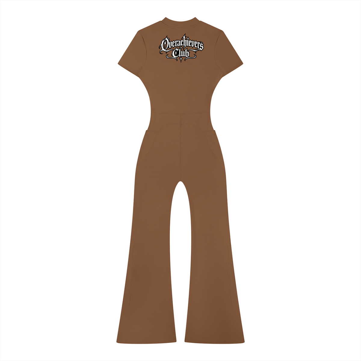 Overachievers Club' Women’s Tight Flared Leg Quarter-Zip Jumpsuit