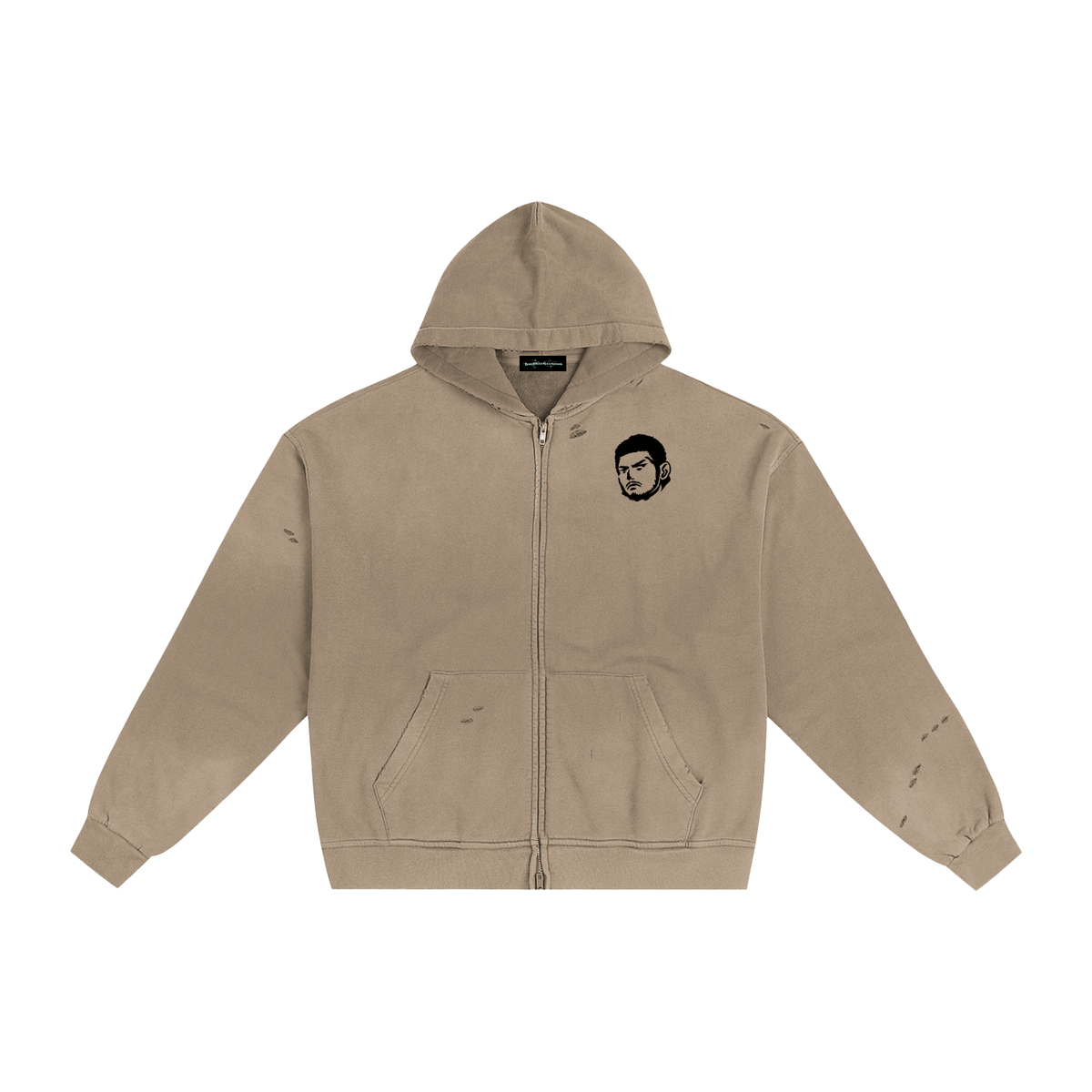 Overachievers Club' Hand-Frayed Sunfade Zip Hoodie