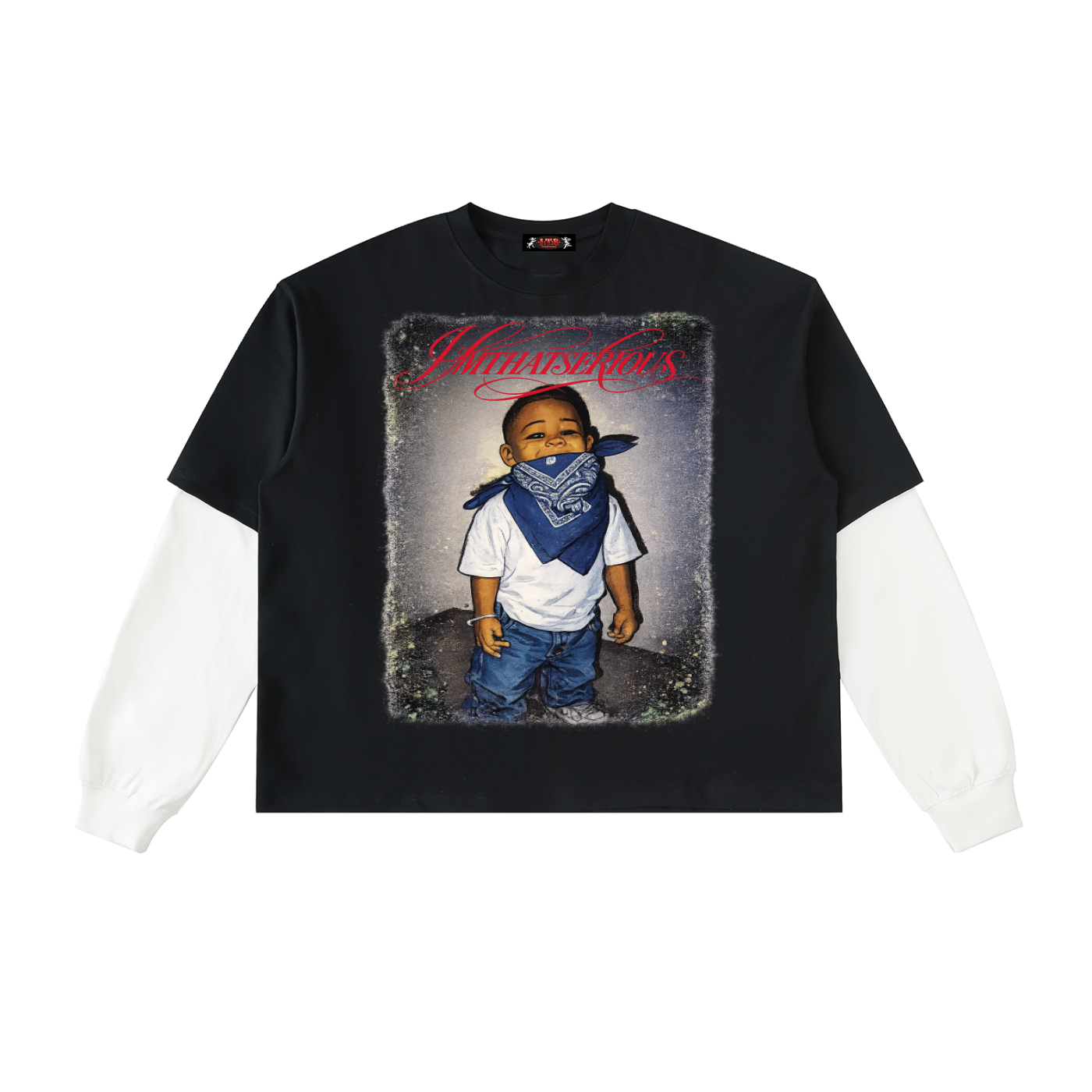 Layered Contrast Sleeve Cotton T-Shirt