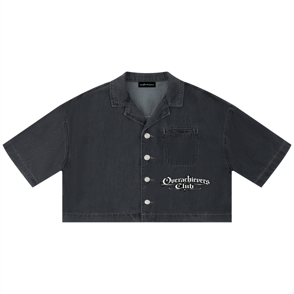 Overachievers Club' Women's Vintage Wash Boxy Cropped Shirt