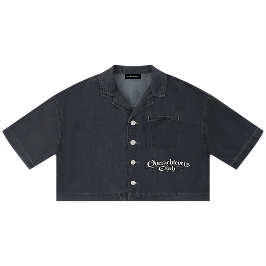 Overachievers Club' Women's Vintage Wash Boxy Cropped Shirt