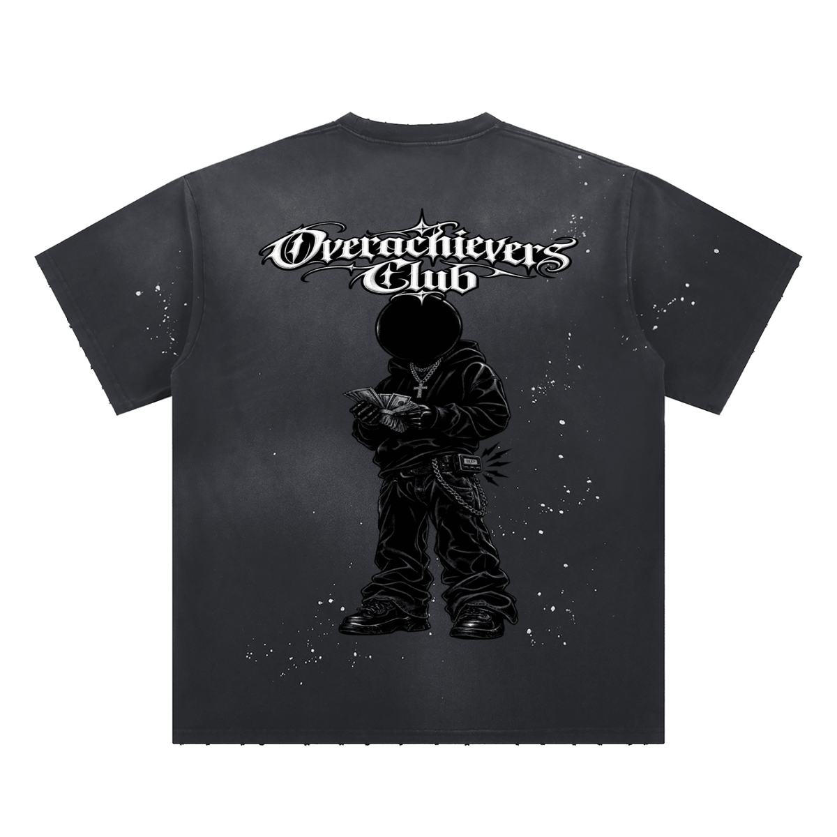 Overachievers Club' Hand-Frayed Sunfade Paint Splatter T-Shirt - ImThatSerious