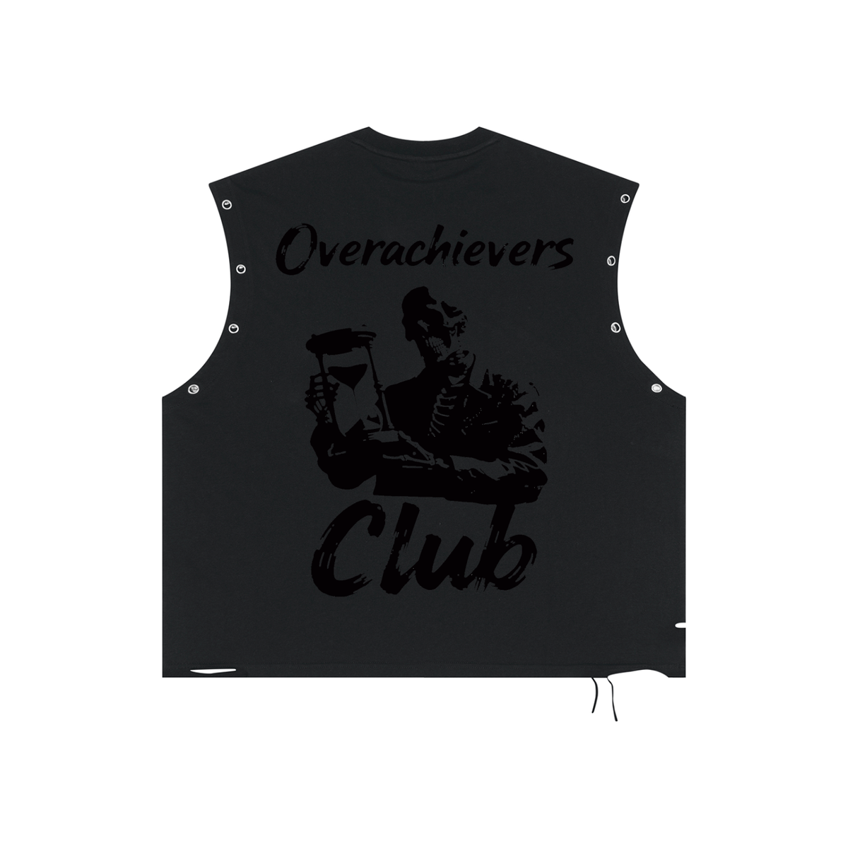 Overachievers Club' Distressed Grommet Eyelet Tank Top