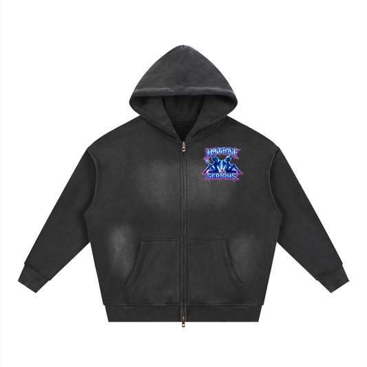 Sunfade Two-way Zipper Boxy Fleece Hoodie