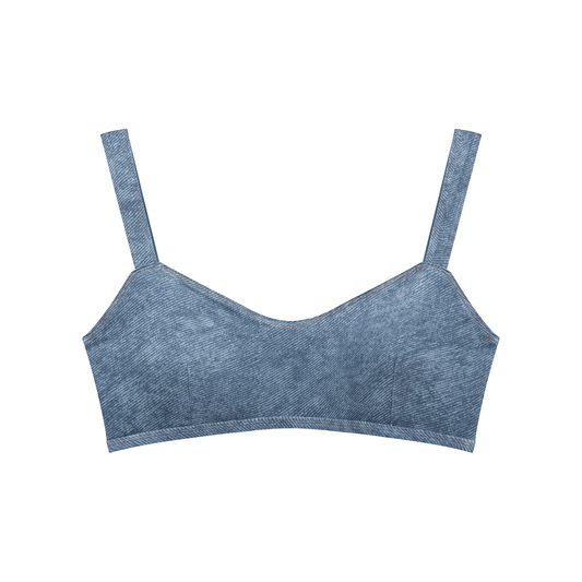 Women's Faux Denim Sports Bra & Zip-Fly Leggings Fit