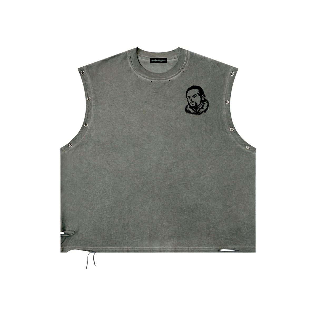 Overachievers Club' Distressed Grommet Eyelet Tank Top