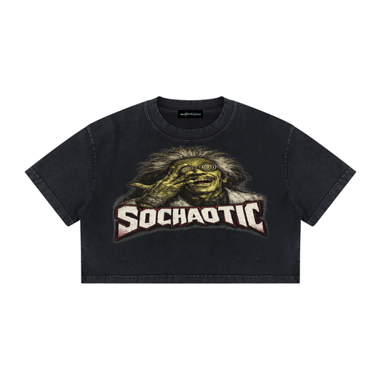 SoChaotic’ Women's Mineral Wash Crop T-Shirt